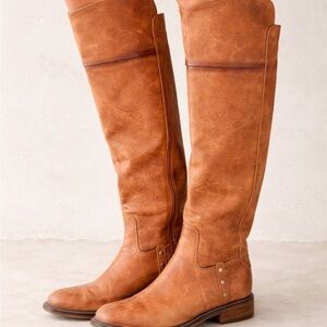 Vintage Cognac Leather Riding Boots Equestrian Tall 6.5/7